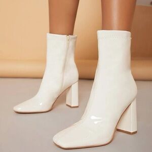 Glossy Vegan Leather Ankle Booties- 9M